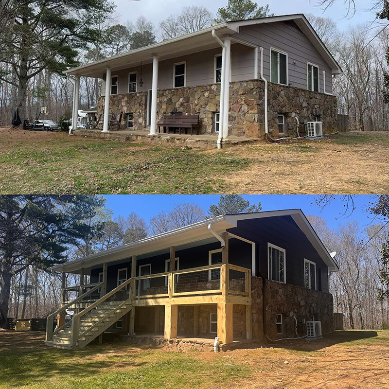 Before and after vinyl siding work comparison