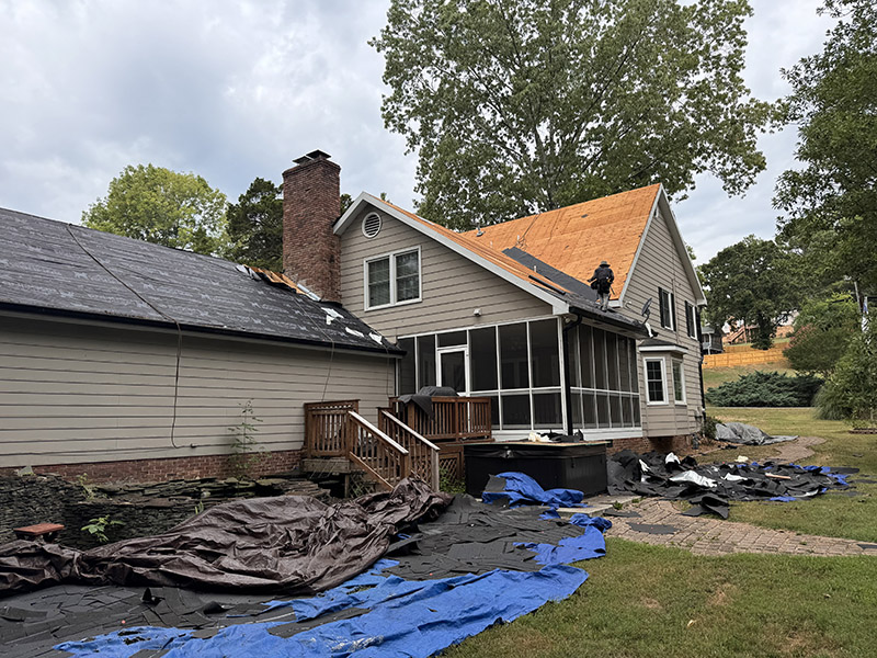 Home exterior during remodel